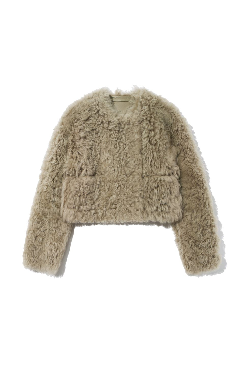 Curly Shearling Coat Beige