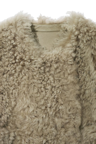 Curly Shearling Coat Beige