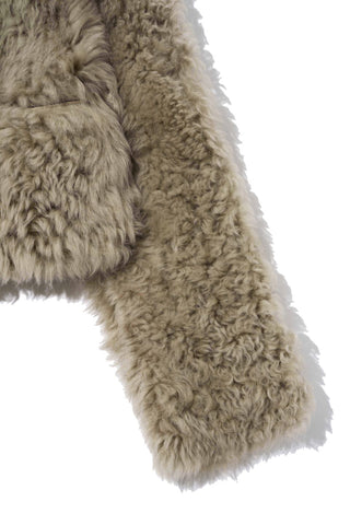 Curly Shearling Coat Beige