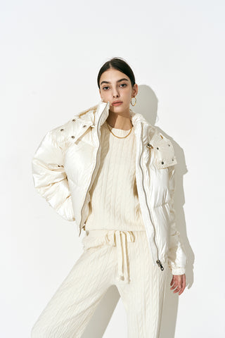 Duck Down Pearl Puffer Jacket Ivory