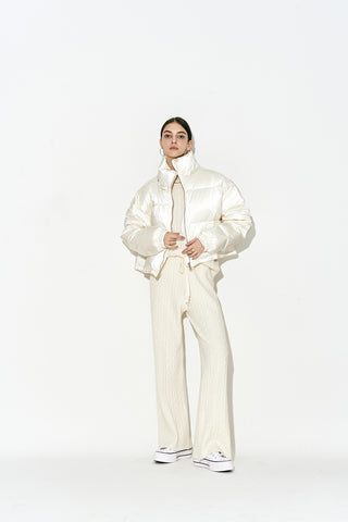 Duck Down Pearl Puffer Jacket Ivory