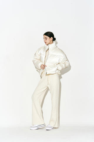 Duck Down Pearl Puffer Jacket Ivory