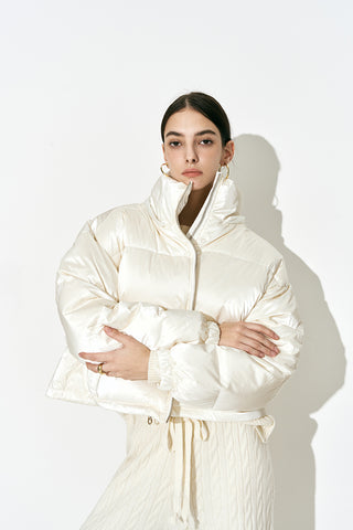 Duck Down Pearl Puffer Jacket Ivory