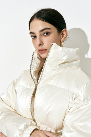 Duck Down Pearl Puffer Jacket Ivory