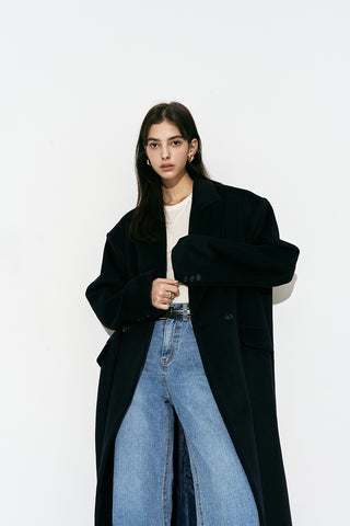 Oversized Long Coat Navy