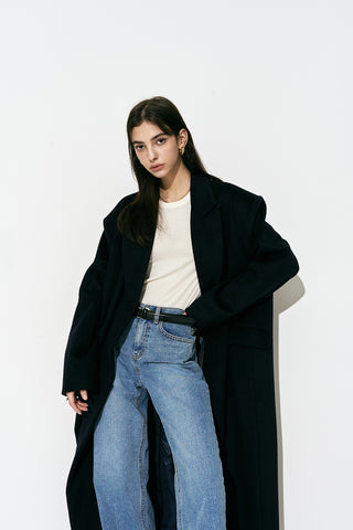 Oversized Long Coat Navy