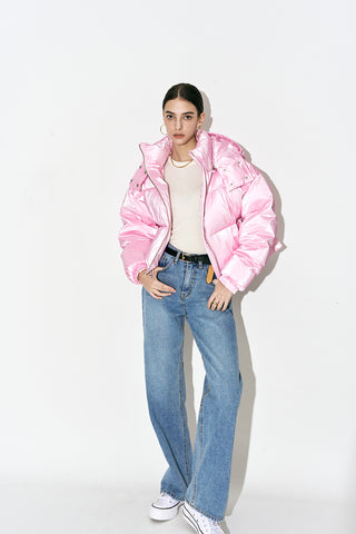 Duck Down Pearl Puffer Jacket Pink