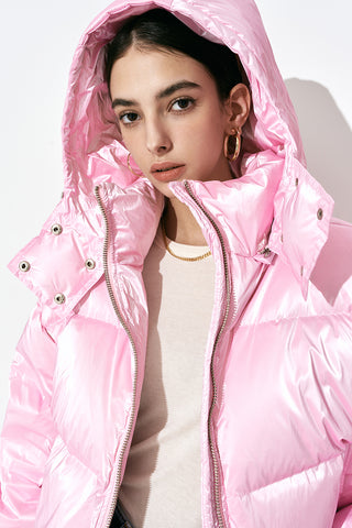 Duck Down Pearl Puffer Jacket Pink