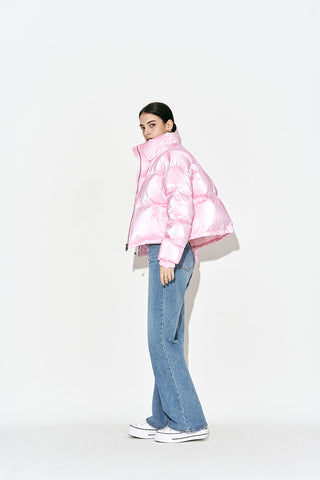 Duck Down Pearl Puffer Jacket Pink