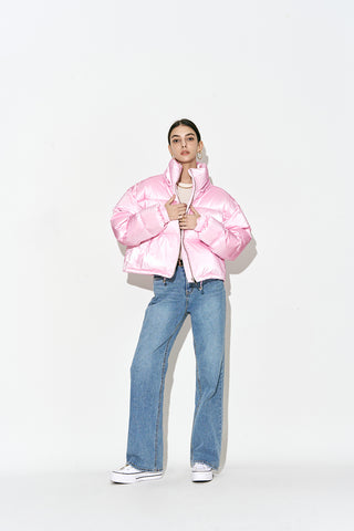 Duck Down Pearl Puffer Jacket Pink