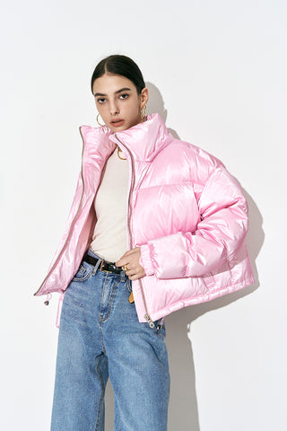 Duck Down Pearl Puffer Jacket Pink