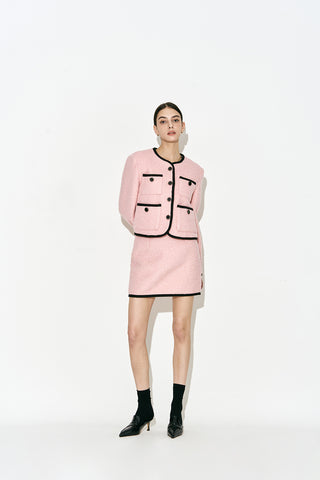 Bouclé Wool Jacket Pink