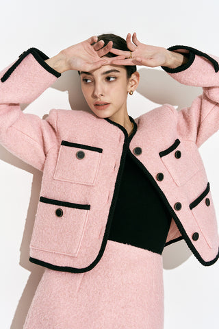 Bouclé Wool Jacket Pink