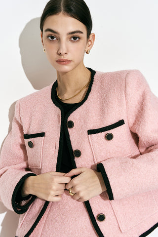 Bouclé Wool Jacket Pink