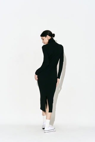 Turtleneck Long Dress Black