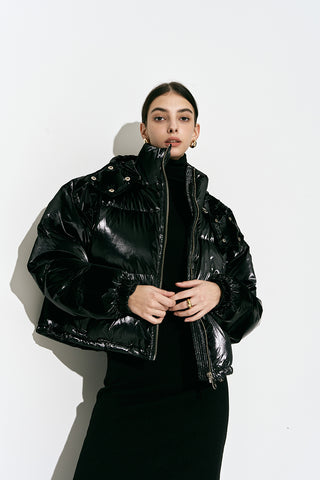 Duck Down Pearl Puffer Jacket Black