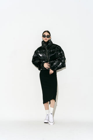 Duck Down Pearl Puffer Jacket Black