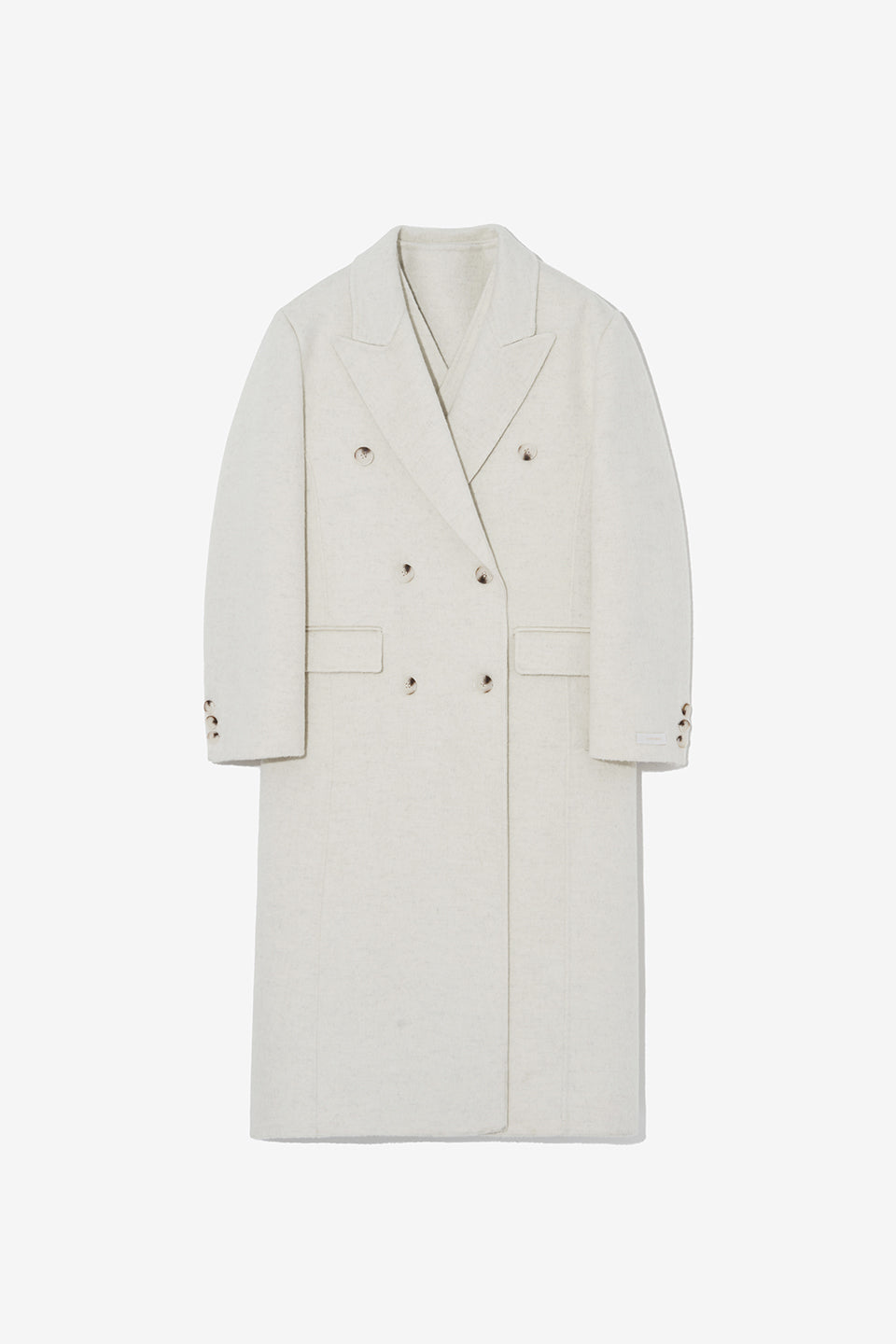 Layered Double-breasted Wool Coat Oatmeal