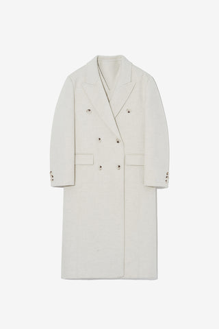 Layered Double-breasted Wool Coat Oatmeal