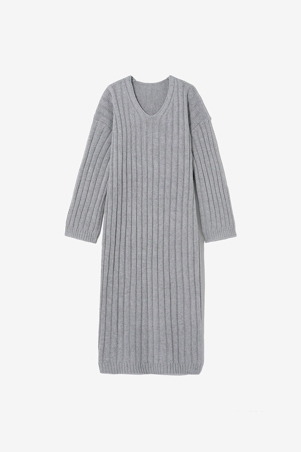 V Neck Maxi Long Sweater Dress Grey