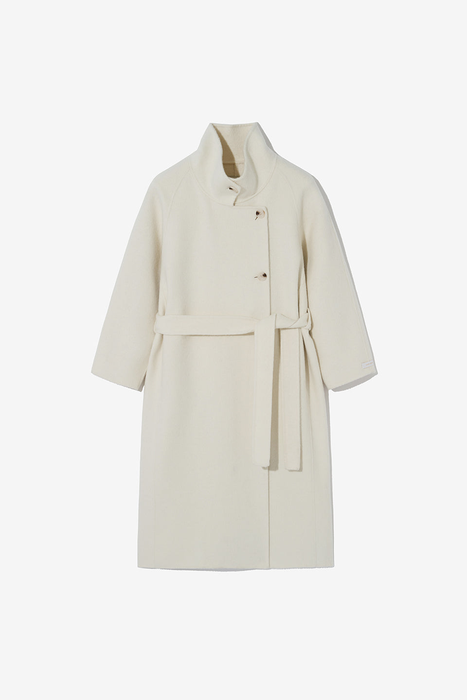 High-neck Alpaca-wool Long Coat Ivory