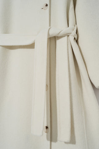 High-neck Alpaca-wool Long Coat Ivory