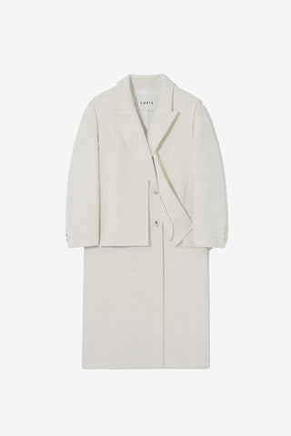 Layered Double-breasted Wool Coat Oatmeal