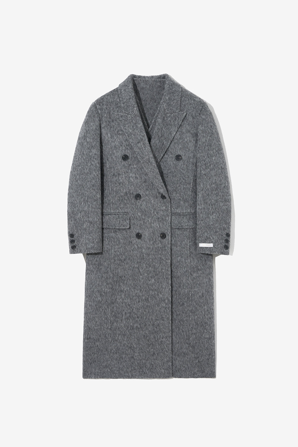 Layered Double-breasted Wool Coat Charcoal